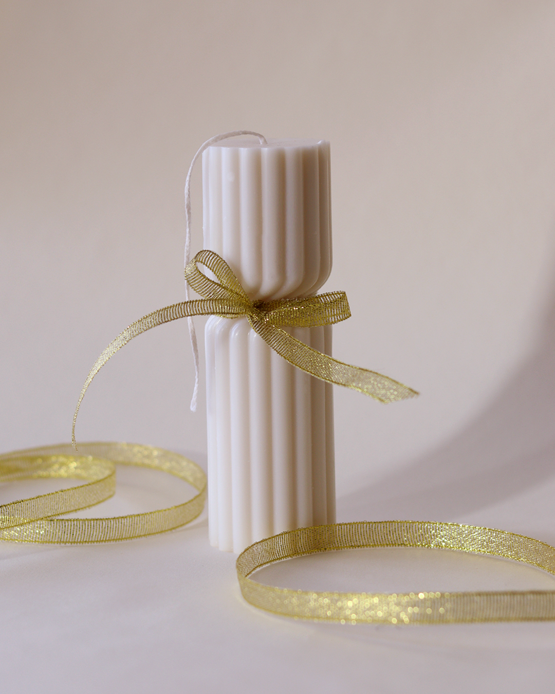 Christmas Ribbed Pillar Candle