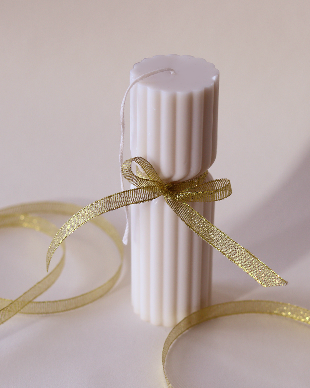 Christmas Ribbed Pillar Candle